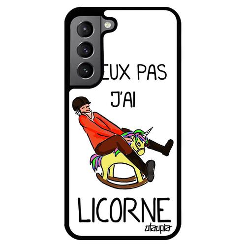 Coque Silicone Samsung Galaxy S22+ Plus J'peux Pas J'ai Licorne Smartphone Housse Drole Cheval Humour Bande Dessinée Portable Blanc