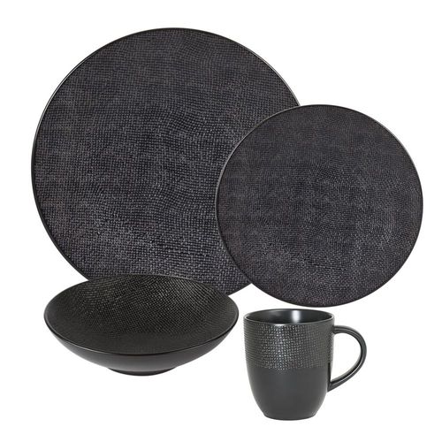 Service D'assiettes Et Ses Mugs Vesuvio Noir