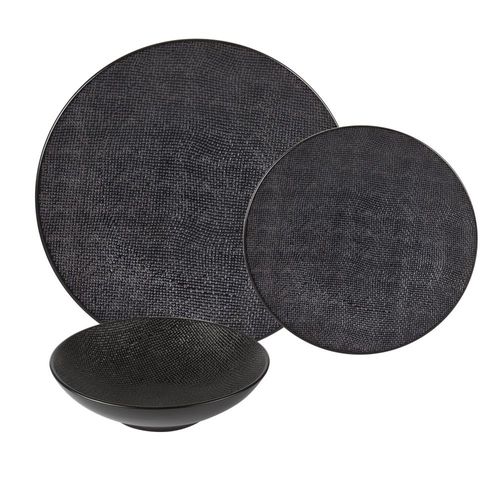 Service D'assiettes Vésuvio Noir 18 Pièces