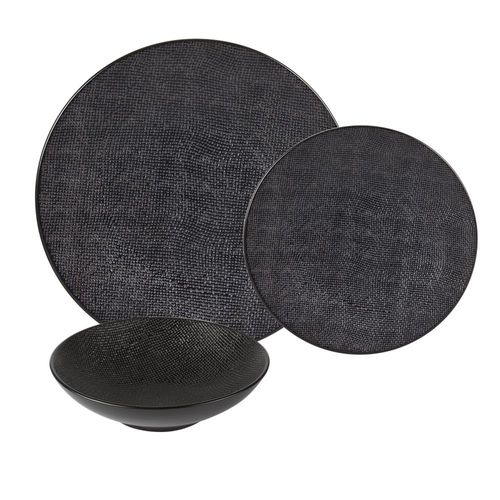 Service D'assiettes Vésuvio Noir 12 Pièces