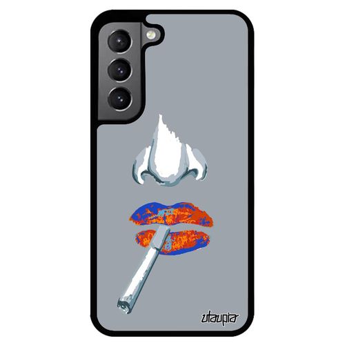 Coque Fumeur Galaxy S22 Silicone Cadeau D'anniversaire Abstrait Bouche Smack Jaune Dessin Femme Housse Levres Personnalisé Samsung