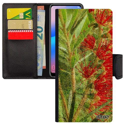 Coque Iphone 13 Pro Max Porte Cartes Fleurs Portable Mobile Fond Texture Design Telephone Magnetique Vert Bumper Nature Etui