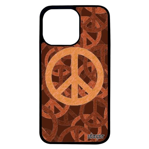Coque Silicone Iphone 13 Pro Peace And Love Espoir Philosophie & Yoga Symbole Tatouage Marron Personnalisé Case Made In France