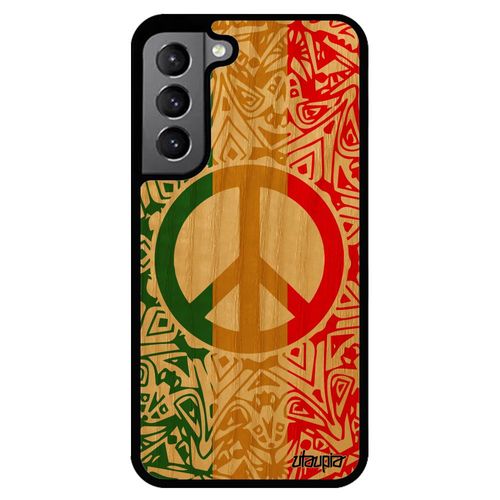 Coque Pour Galaxy S22 Bois Silicone Peace And Love Telephone Ragga Reggae Jamaique Jaune Housse & Mandala Paix Et Amour Samsung