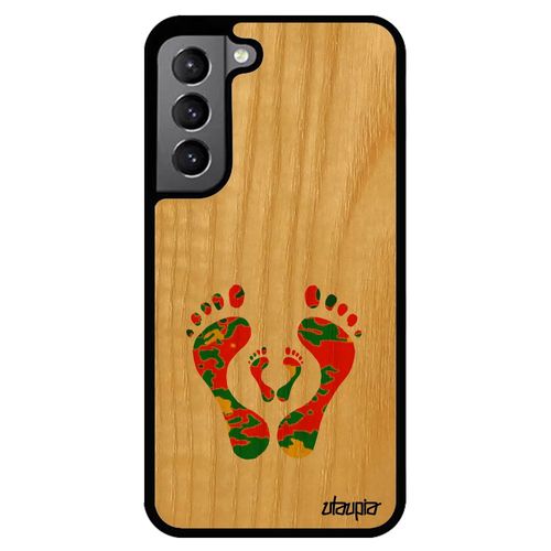 Coque Bois Trace De Pas Pour Samsung S22 Silicone De Protection Pied Motif Artisanat Jaune Cadeau Femme Amour Etui 4g Dessin Galaxy