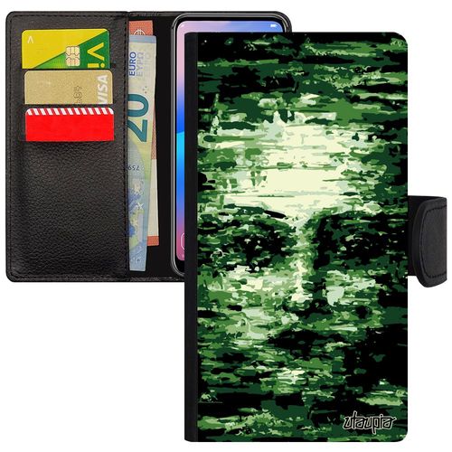Coque Iphone 13 Mini Portefeuille Portrait Artisanal À Clapet Illusion Peinture Artistique Art Case Femme Vert Visage Etui De