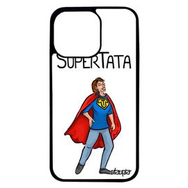 Coque Iphone 13 Pro Silicone Super Tata Dessin Comique Heros Tante Drole Blanc Texte Enfant Humour Portable Personnalisé Noir