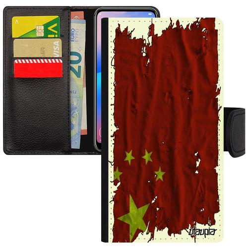 Coque Drapeau Chine Chinois Iphone 13 Mini En Cuir Porte Cartes Telephone Foot Leather Coupe Du Monde Tissu Portable Unique 4g