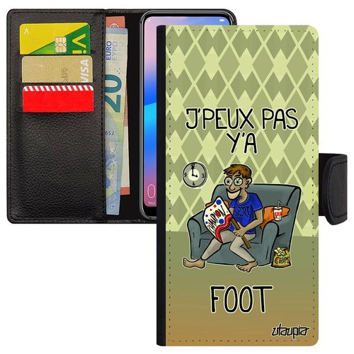 Coque Iphone 13 Pro Max Cuir Rabat Portefeuille J'peux Pas Y'a Football Je Etui Vert Jpeux Texte Bd Foot Comique Rigide Humour