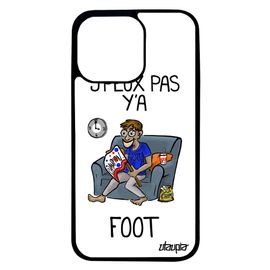 Coque Silicone Iphone 13 Pro J'peux Pas Y'a Foot Jpeux Supporter Telephone Football Blanc Texte Unique Humoristique Drole Je