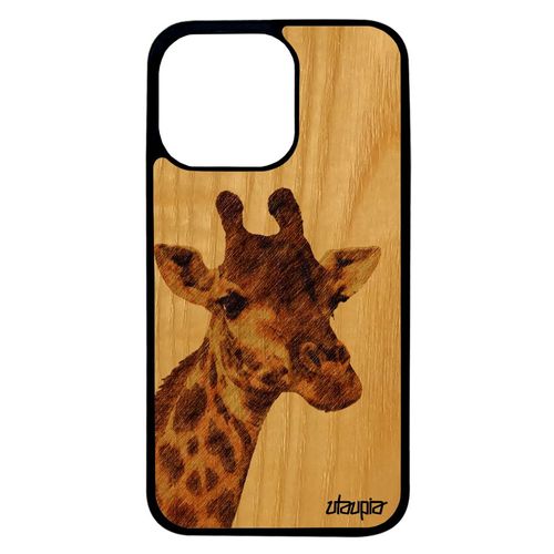 Coque Pour Iphone 13 Pro Bois Silicone Girafe Marron Antichoc 4g Original Portable Telephone Design Animaux Tache Jolie Animal
