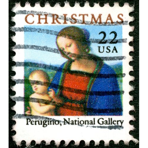 Timbre Oblitéré Usa 22, Christmas, Perugino, National Gallery