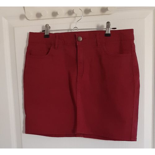 Mini-Jupe En Jean Bordeaux, Kiabi, T. 38