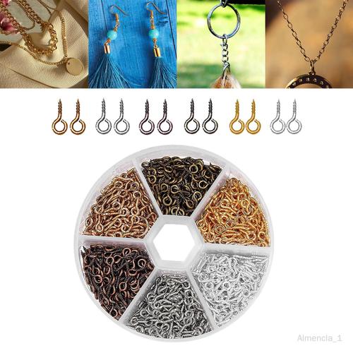 Almencla 600 Pièces À Vis, Petits Crochets À De Mouton, Vis À , Crochets À Fermoirs Filetés Pour La Fabrication De Bijoux En Argile