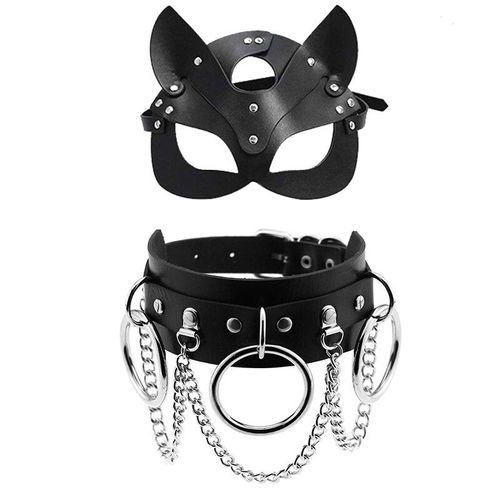 Masque En Cuir Pour Femme, Jouets Sexuels, Cosplay, Chat Bdsm, Fétiche, Halloween, Masques Noirs Avec Collier Sexy, Accessoires Érotiques