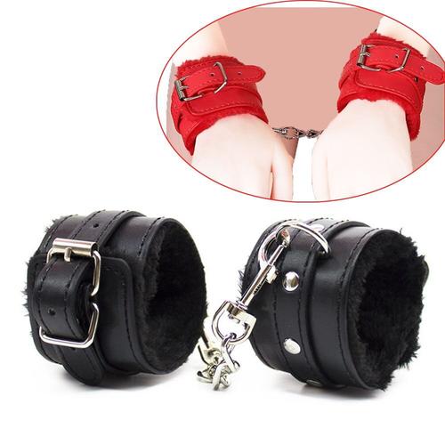 Menottes Réglables En Cuir Et Peluche Pour Adulte, Attaches De Soumission Bdsm, Jouets Sexuels Pour Couple, Chien, Boutique De Bondage