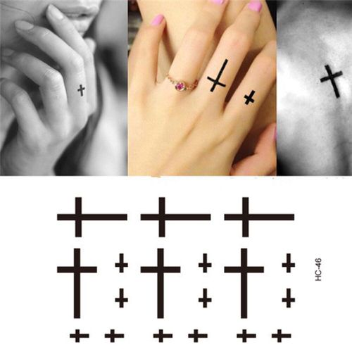 Autocollants De Tatouage Temporaire Pour Femmes Et Hommes, Faux Tatouage Flash, Totem Tribal Croisé, Étanche, Pour Le Cou, La Main Et Les Pieds 