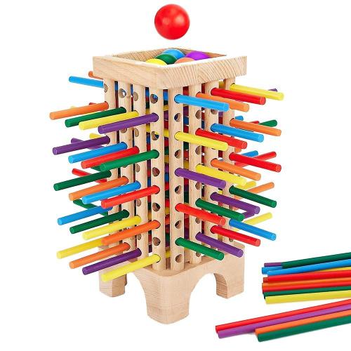 Jouets De Jeu De Société En Bois, 42 Bâtons Colorés Jeu De Dés Math Jouet Éducatif, Famille Amusante Ball Droppin