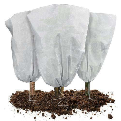 Lot de 3 Housse Hivernage Plante avec Cordon Polypropylème 80g/m² 80x100cm blanc