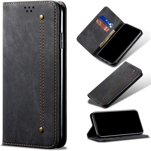 Tihen Compatible Avec Etui One Plus Nord 2 5g, Flip Jeans Portefeuille Housse Avec Fente Carte, Magnétique Stand-Noir