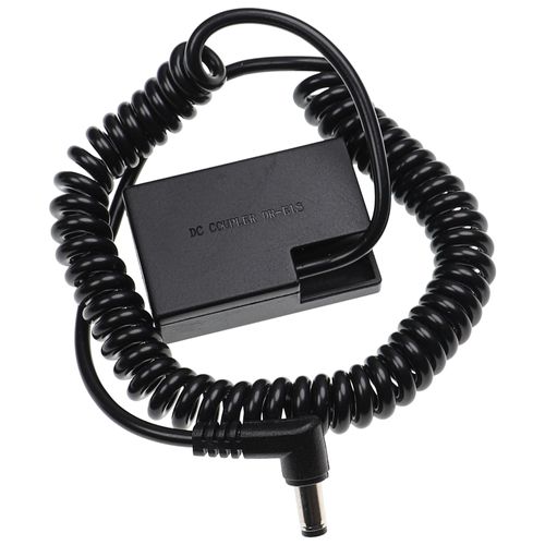 vhbw Adaptateur batterie factice compatible avec Canon EOS M6, M5, Kiss X9i, Kiss X9, Kiss X10, M3 et Kiss X8i reflex, numérique, DSLR, câble spiralé