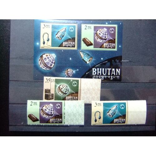 50 Bhoutan Bhoutan 1966 / Centenaire De L'union Des Telecommunications / Yvert 60 / 62 + Bloc 4 Mnh