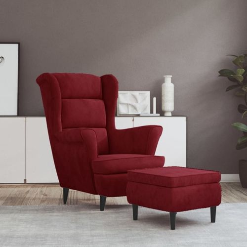 Vidaxl Fauteuil À Oreilles Avec Tabouret Bordeaux Velours