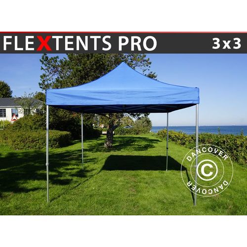 Tente Pliante Chapiteau Pliable Tonnelle Pliante Barnum Pliant Flextents Pro 3x3m Bleu