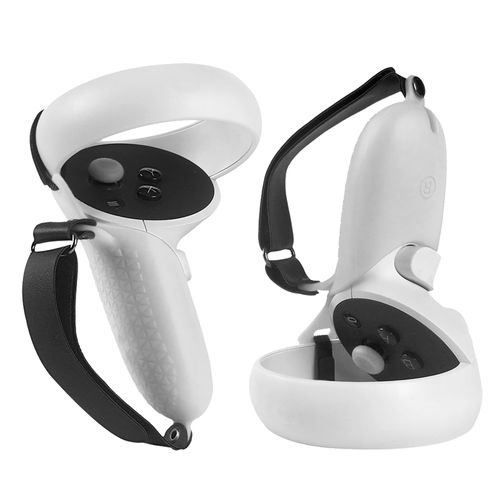 Housse De Poignée En Silicone Avec Manchon De Protection À Sangle Fixe Réglable Pour Accessoires De Manette Oculus Quest 2 - Blanc