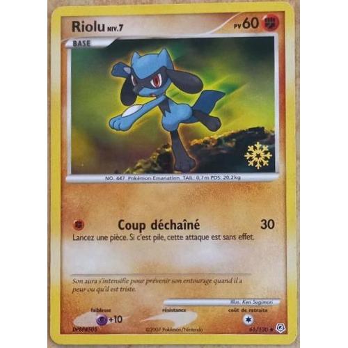 Riolu 61/130 - Niv.7 - 60pv - Diamant & Perle - Carte "Gold Snowflake" ("Flocon De Neige Or")