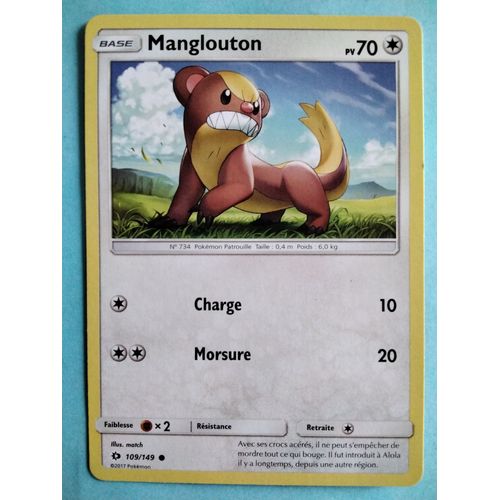 Carte Pokémon N° 734 Manglouton