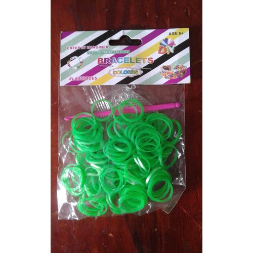 Élastiques Rainbow Loom Vert Avec Crochet Et Attaches