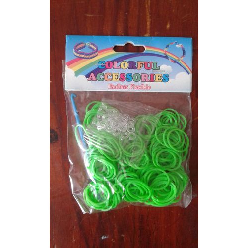 Élastiques Rainbow Loom Vert Avec Crochet Et Attaches