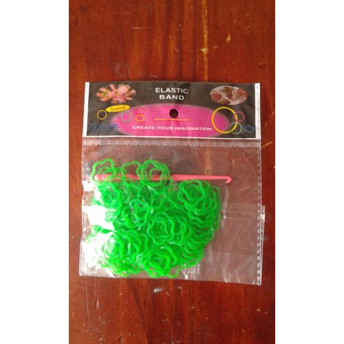 Élastiques Rainbow Loom Forme Fleur Vert Avec Crochet Et Attaches