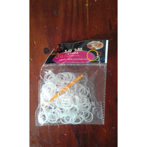 Élastiques Rainbow Loom Blanc Transparent Avec Crochet Et Attaches