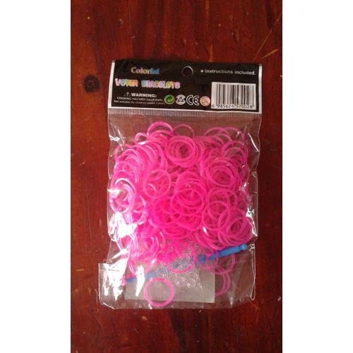 Élastiques Rainbow Loom Rose Avec Crochet Et Attaches
