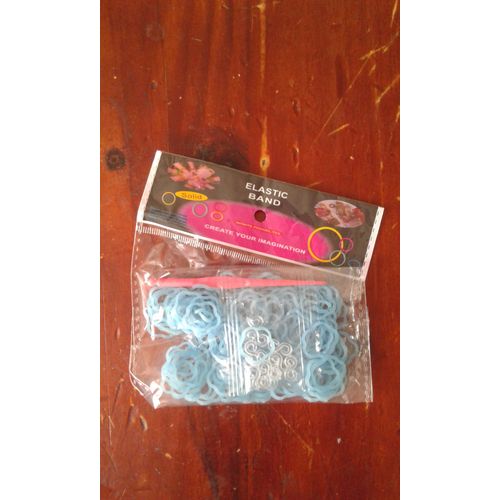Élastiques Rainbow Loom Forme Fleur Bleu Avec Crochet Et Attaches