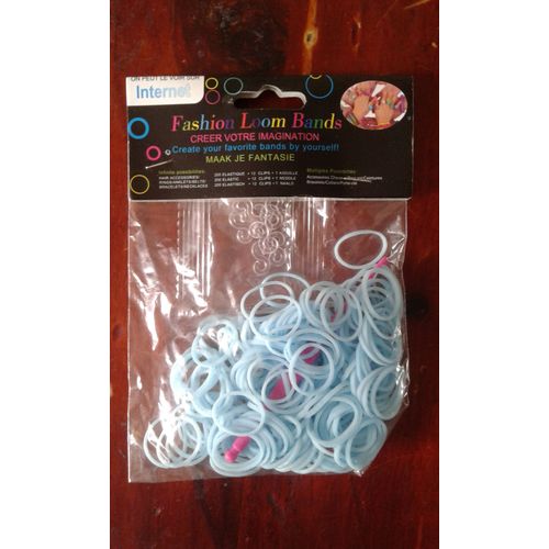 Élastiques Rainbow Loom Bleu Clair Avec Crochet Et Attaches