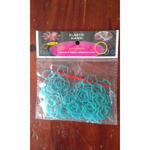 Élastiques Rainbow Loom Forme Fleur Vert Turquoise Avec Crochet Et Attaches