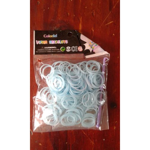 Élastiques Rainbow Loom Bleu Clair Avec Crochet Et Attaches