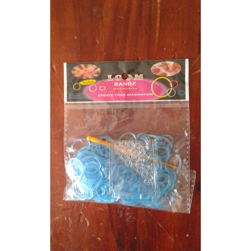Élastiques Rainbow Loom Bleu Transparent Avec Crochet Et Attaches