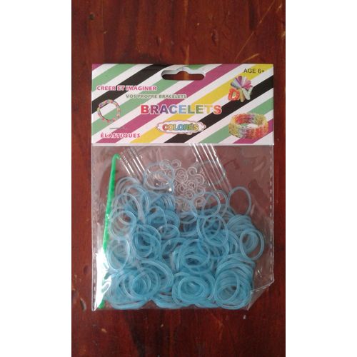 Élastiques Rainbow Loom Bleu Avec Crochet Et Attaches