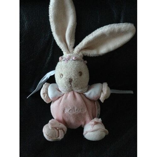 Peluche Doudou Mini Lapin Lilirose Boule Kaloo Rose Crème Fleur 10/19 Cm 