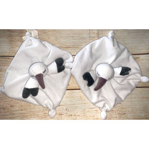 Doudou Cigogne Ideale Promotion Sergent Major Lot De Deux Doudous Plats Oiseau Bebe