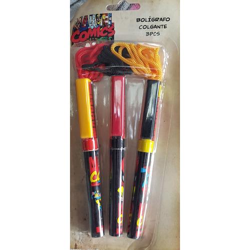 Lot De 3 Stylos / Marvel Comics / A Attacher Autour Du Cou