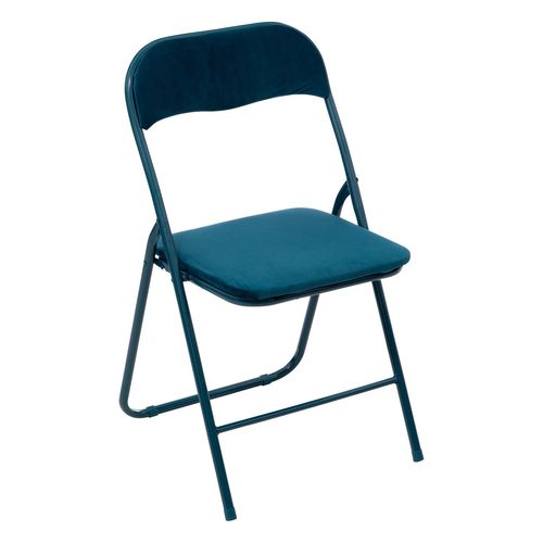 Chaise Pliante Effet Velours - Bleu