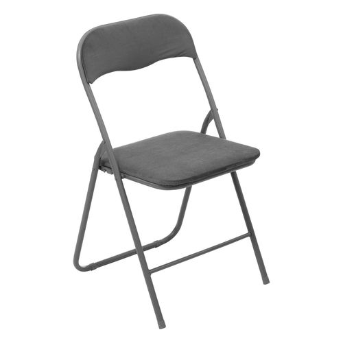 Chaise Pliante Effet Velours - Gris Clair