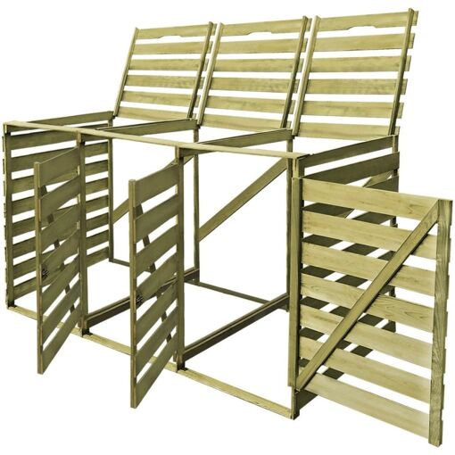 Vidaxl Abri Pour Poubelle Triple 240 L Bois Imprégné
