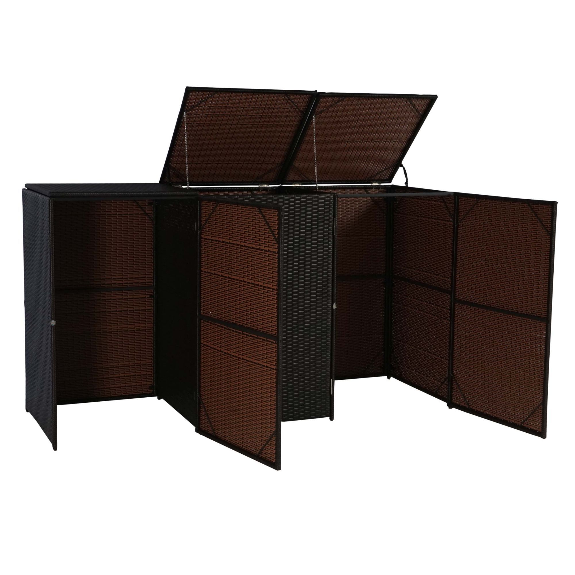 Abri Pour 3 Poubelles Hwc-E25, Cache-Poubelle Poly Rotin 3x120l B...