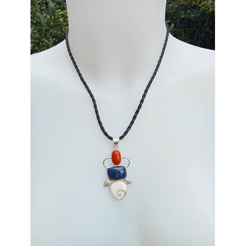 Pendentif Oeil De Lucie, Lapis Lazulli, Corail Rouge